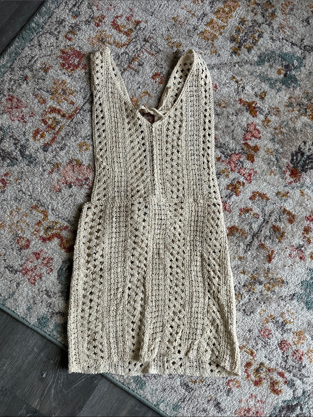 Princess Polly Cream Crochet Swim Coverup Dress